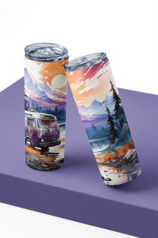 Tumbler isotherme couché de soleil en camping