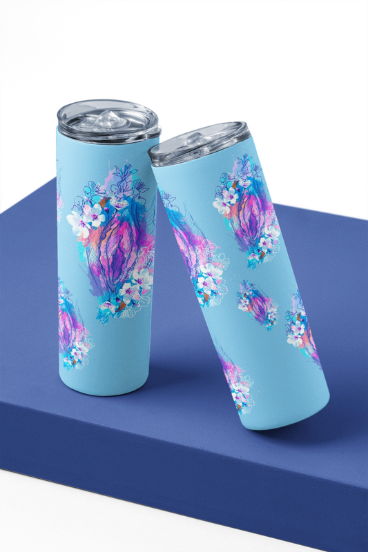 Bouteille isotherme - Fleur vulve bleu