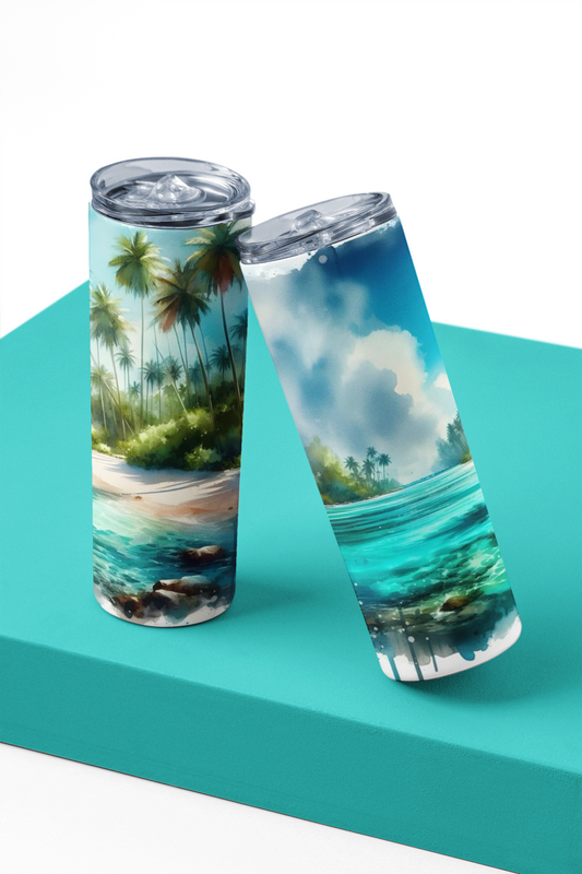 Image de bouteille isotherme plage tropical