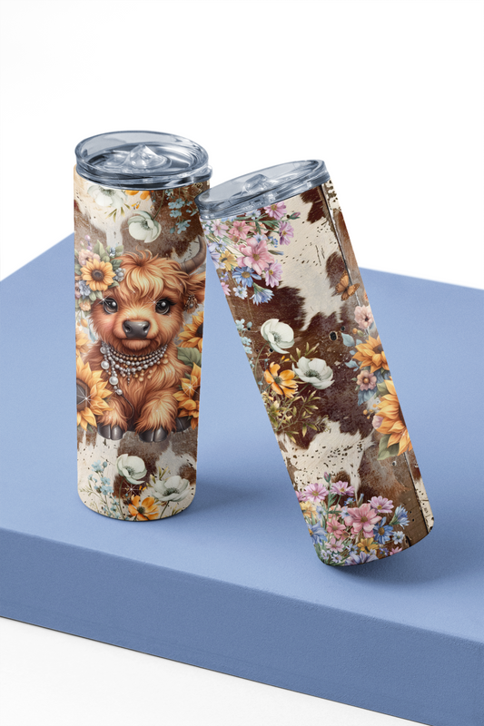 Bouteille isotherme - Vache et Fleur