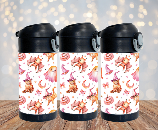Bouteille isotherme enfant - Chat Rose halloween