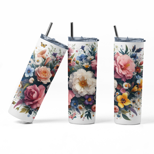 Tumbler 20 oz, gobelet isotherme Floral élégante